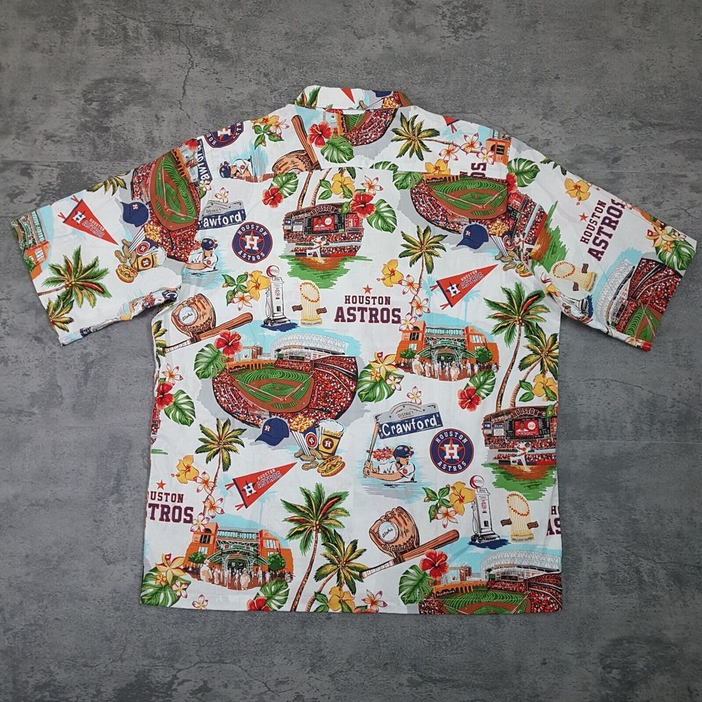 REYN SPOONER Houston Astros Hawaiian Shirt‎ Mens Size MEDIUM Multicolor - Picture 2 of 9